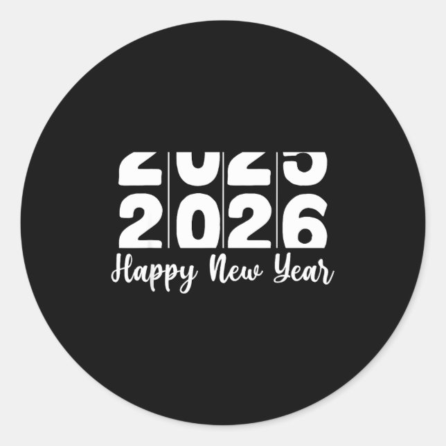 Pegatina Redonda 2026 Happy New Year Bold Numbers Celebration Party (Anverso)