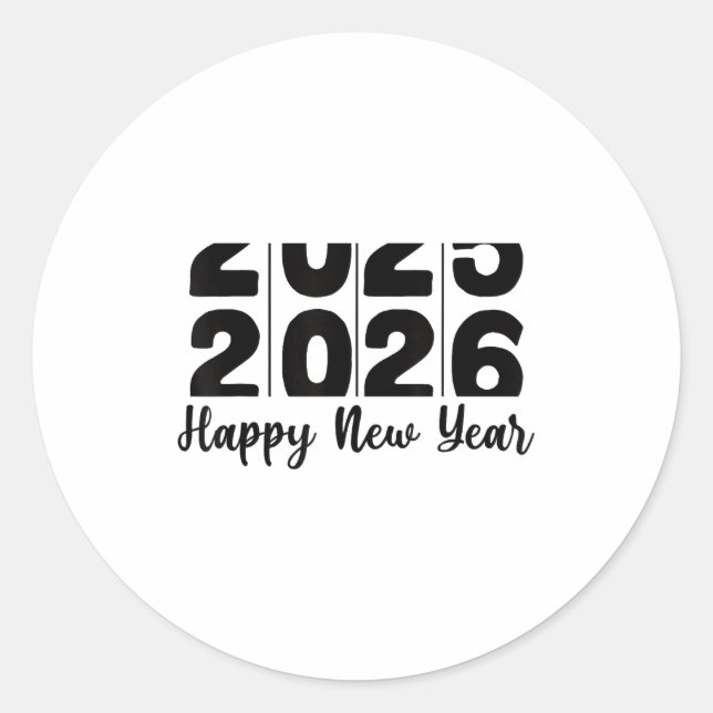 Pegatina Redonda 2026 Happy New Year Bold Numbers Celebration Party (Anverso)