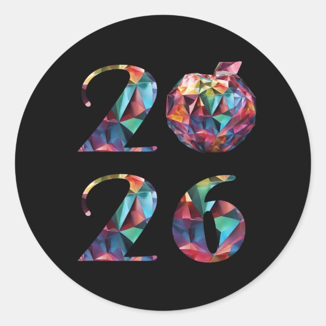 Pegatina Redonda 2026 New Year's Eve Party-Colorful (Anverso)