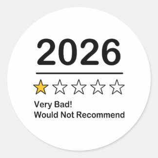 Pegatina Redonda 2026 una calificación de una estrella muy mal año