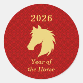 Pegatina Redonda 2026 Zodiac Chinese New year of the Horse