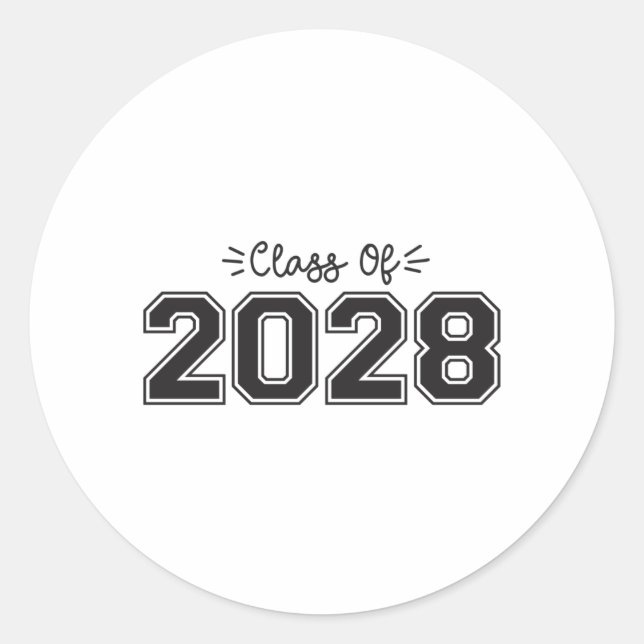 Pegatina Redonda 2028 personas de edad, clase de 2028 Graduación (Anverso)