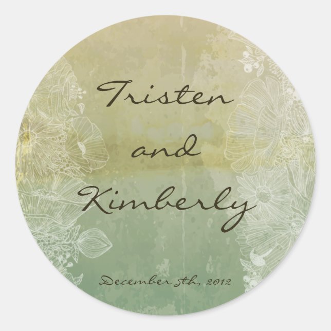 Pegatina Redonda 20 - 1.5" Pegatinas favoritos Antigüedad floral vi (Anverso)