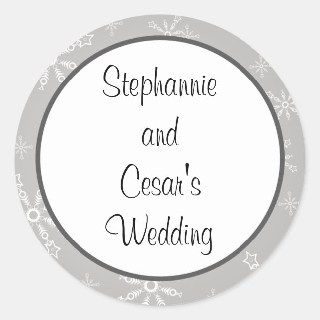 Pegatina Redonda 20 - 1.5" Pegatinas favoritos copos de nieve grise (Anverso)