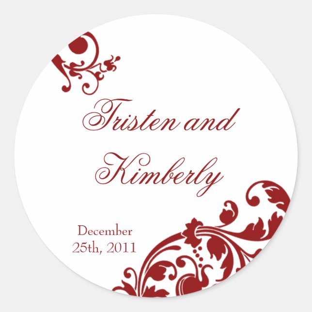 Pegatina Redonda 20 - 1.5" Pegatinas favoritos Crimson Red Floral F (Anverso)