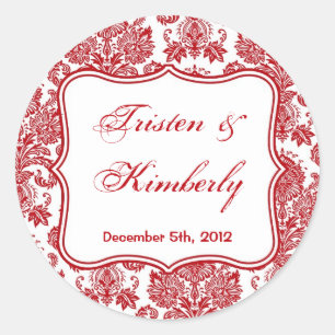 Pegatina Redonda 20 - 1.5" Pegatinas favoritos Lace de Damasco Blan