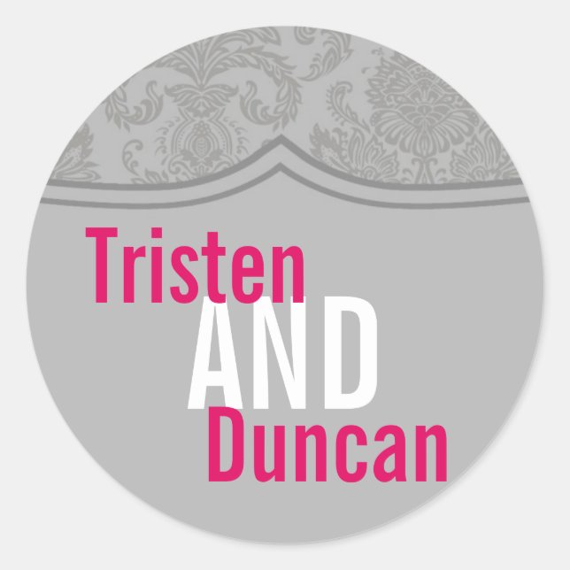 Pegatina Redonda 20 - 1.5" Pegatinas favoritos Lace de Damasco Gris (Anverso)