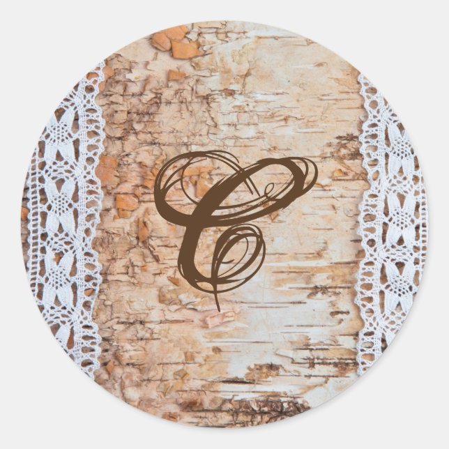 Pegatina Redonda 20 - 1.5 trío de encaje de madera de grano de Sell (Anverso)