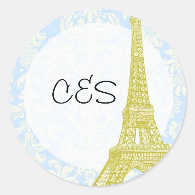 Pegatina Redonda 20 Bodas en París Pegatinas de la Favor de la Dama (Anverso)