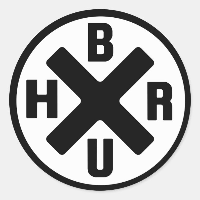 Pegatina Redonda 20 Bruh black-white logo (Anverso)