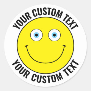 Pegatina Redonda 20 Personalizados Personalizados Happy Face YELLOW
