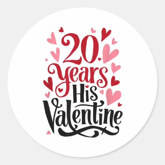 Pegatina Redonda 20 Years His Valentine _ Anniversary Couples Valen (Anverso)