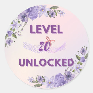 Pegatina Redonda 20th Birthday Sticker – level 20 unlocked