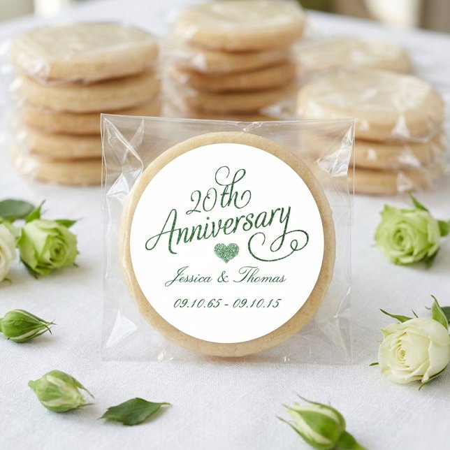 Pegatina Redonda 20th Emerald Wedding Anniversary Paper Plates (Subido por el creador)