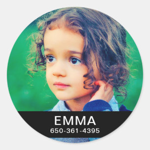 Pegatina Redonda 20x Pertenece Etiquetas de tu foto, nombre y númer