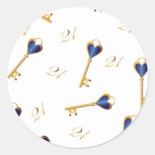 Pegatina Redonda 21.ª llave de cumpleaños (Anverso)