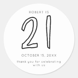 Pegatina Redonda 21 años Hombres Minimalistas Modernos Casual Simpl