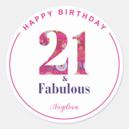 Pegatina Redonda 21 y fabuloso cumpleaños número 21