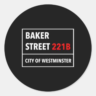 Pegatina Redonda 221B-Street Baker Style De Londres U W1 Street S