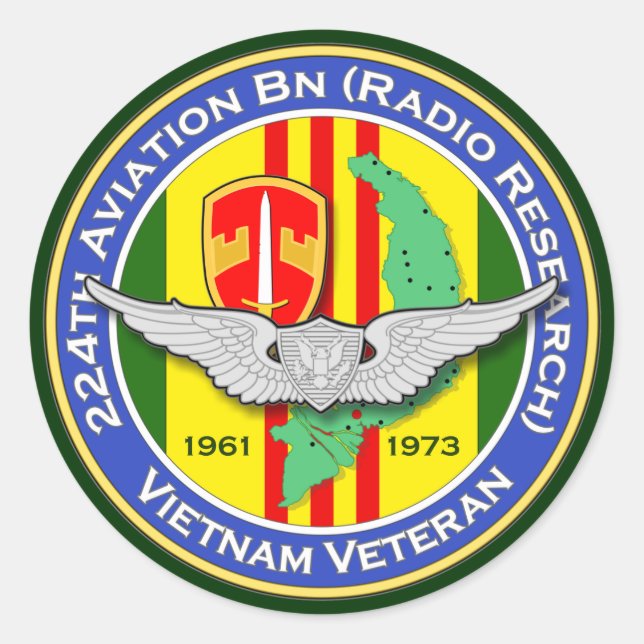 Pegatina Redonda 224th Avn Bn RR 2b - ASA Vietnam (Anverso)