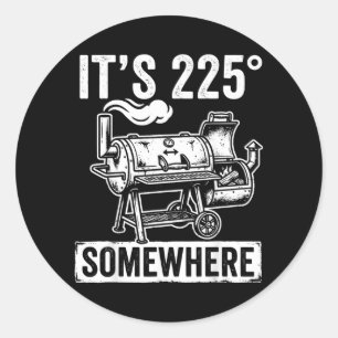 Pegatina Redonda 225 En Algún Lugar Divertido Bbq Smoker Parrilla C