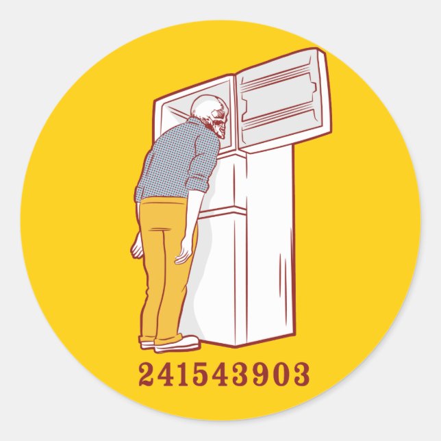 Pegatina Redonda 241543903 cabeza congelador camiseta humorística (Anverso)