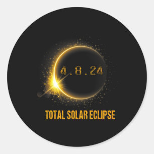 Pegatina Redonda 24 Eclipse solar total 2024 Abril 04.08.24