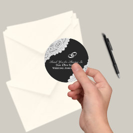 Pegatina Redonda 25º aniversario de Silver Boda Gracias