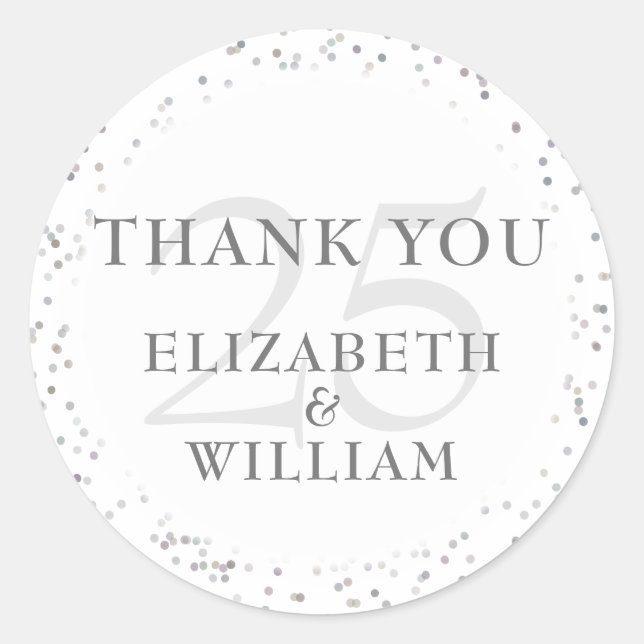 Pegatina Redonda 25º aniversario de Silver Stardust Gracias (Anverso)