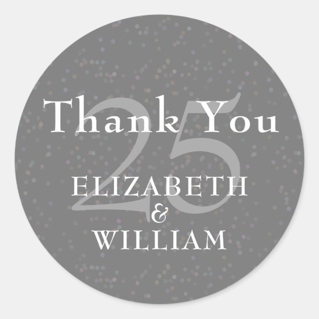 Pegatina Redonda 25º aniversario de Silver Stardust Gracias (Anverso)