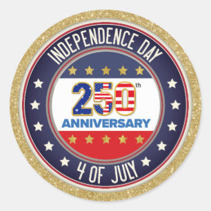 Pegatina Redonda 250º Aniversario USA Patriótico   1776–2026