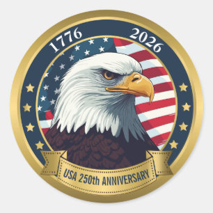 Pegatina Redonda 250º Aniversario USA Patriótico 1776–2026