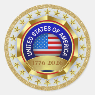 Pegatina Redonda 250º Aniversario USA Patriótico 1776–2026