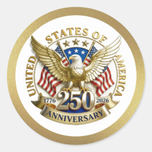 Pegatina Redonda 250º Aniversario USA Patriótico 1776–2026