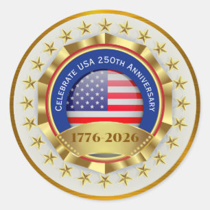 Pegatina Redonda 250º Aniversario USA Patriótico 1776–2026