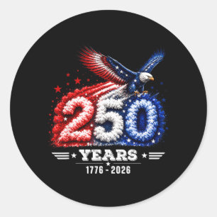 Pegatina Redonda 250º Aniversario Usa Patriótico 250 Años