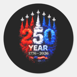 Pegatina Redonda 250º Aniversario USA Patriótico 250 Años Americano