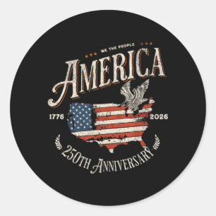 Pegatina Redonda 250º Aniversario Usa Patriótico 4 De Julio