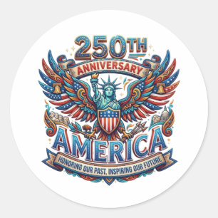 PEGATINA REDONDA 250 ANIVERSARIO AMÉRICA