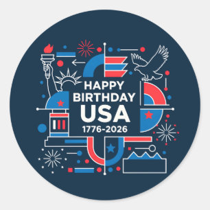 Pegatina Redonda 250 aniversario de Estados Unidos V2