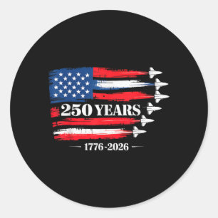 Pegatina Redonda 250 Aniversario EE. UU. 250º Americano 250 Años 4º