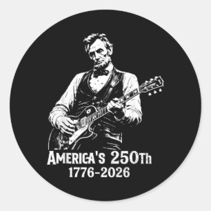 Pegatina Redonda 250 Aniversario Usa Abe 16º Presidente Guitarra 25