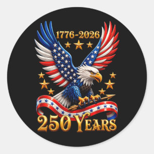 Pegatina Redonda 250 Aniversario USA Águila Patriótica 250º 4 de