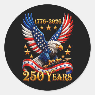 Pegatina Redonda 250 Aniversario USA Águila Patriótica 250º 4 de