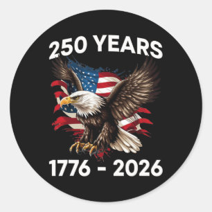 Pegatina Redonda 250 Aniversario Usa Águila Patriótica 250º Día de
