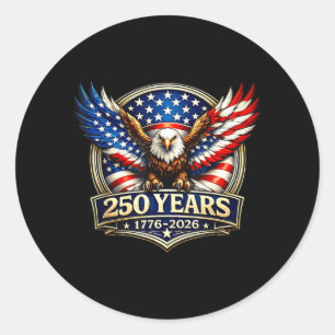 Pegatina Redonda 250 Aniversario USA Águila Patriótica 250 Años