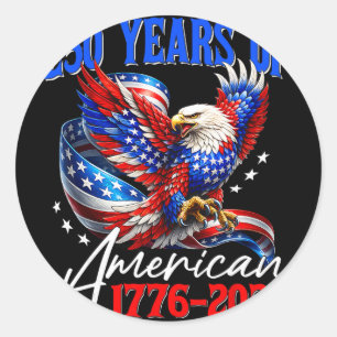Pegatina Redonda 250 Aniversario Usa Águila Patriótica 250 Años 4t