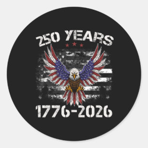 Pegatina Redonda 250 Aniversario Usa Águila Patriótica 250 Años 4t