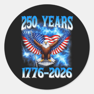 Pegatina Redonda 250 Aniversario USA Patriótico 250 Años 4 de Julio
