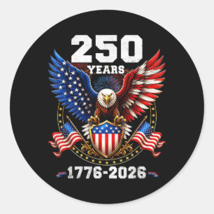 Pegatina Redonda 250 Aniversario Usa Patriótico 250 Años Estadounid